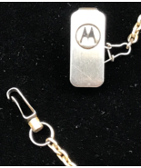 Vintage Motorola Gold Tone Tie Clip w/ Chain 8.25&quot; Long - £18.49 GBP