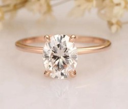 7x9mm Oval LC Moissanite Solitaire Engagement Ring 14k Rose Gold Plated Xmas - £57.43 GBP