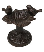 Cast Iron Rustic Whimsical Two Birds On Tree Bird Feeder Bath Small Scul... - $377.73 MXN