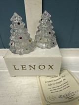 LENOX LEAD CRYSTAL CHRISTMAS TREE SALT AND PEPPER SHAKERS WITH ORIGINAL BOX - £38.94 GBP