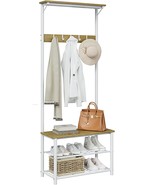 Aepoalua Hall Tree With Bench And Shoe Storage, 4-In-1 Modern Coat Rack ... - £64.47 GBP