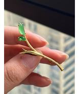 14K Solid Yellow Gold &amp; Highly-translucent Natural Pure Green Jadeite Ja... - $428.00