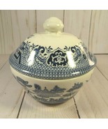 Blue &amp; White Sugar Bowl or Loose Tea Made in England Chinese Pattern Por... - $7.77