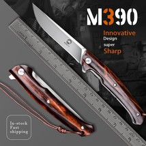 Bohler M390 Steel Blade Folding Pocket EDC Knife Ironwood Handle with Sheath - £105.09 GBP