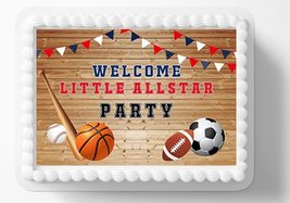 Welcome Little All Star Sports Baby ShowerEdible Image Edible Birthday Cake Topp - $16.47