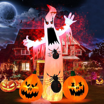 8FT Halloween Inflatable Decoration Ghost Pumpkin Flame Flashing Projection Ligh - £49.52 GBP