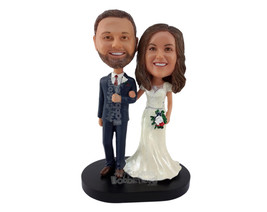 Custom Bobblehead Gorgeous Couple Dressed P For The Perfect Wedding - Wedding &amp;  - £121.35 GBP