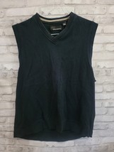 Greg Norman Sweater Men Large Black Vest V-Neck Sleeveless Knit Cotton - $13.99