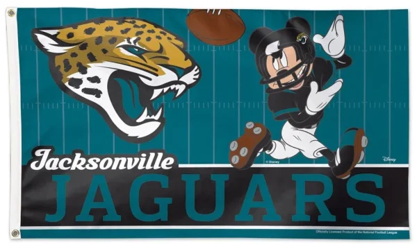 Jacksonville Jaguars 3×5 Football Flag with Mickey Mouse Design - £14.29 GBP