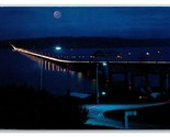 Night View Lake Washington Floating Bridge Seattle WA UNP Chrome Postcar... - $2.92