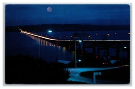 Night View Lake Washington Floating Bridge Seattle WA UNP Chrome Postcard U13 - £2.28 GBP