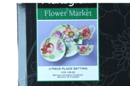 Pfaltzgraff Flower Market Hand Painted Flowers 4 Piece Place Setting Plates Bowl - £38.74 GBP