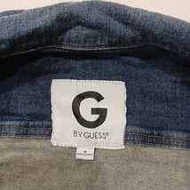 G by Guess Women's Blue Denim Distressed Long Sleeves Jacket Pockets Size Medium image 3
