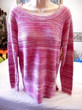 Women&#39;s St. John&#39;s Bay Party Pink Ivory Knit Sweater Medium New W Tags - £17.73 GBP