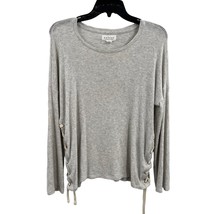Velvet by Graham Spencer Grey Ribbed Lace Side Top Size Small - £19.22 GBP