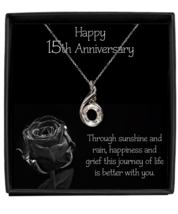 15th Anniversary Necklace Gift Wife Wedding Sterling Silver Teardrop Jewelry - £40.59 GBP