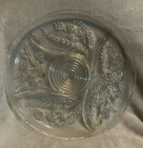 Vintage Large Round Divided Pressed Clear Glass Relish Serving Platter Plate - £10.03 GBP