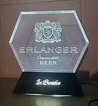 Vintage 1980's Erlanger Beer Lighted Acrylic Bar Top Sign Tested Works 110v - $39.89