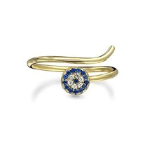 Women&#39;s Round Cut CZ Evil Eye Knuckle Ring 14K Yellow Gold Over Thin Stack - £15.99 GBP