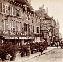 Langres France Cafe Du Bacon Downtown 1910s Postcard WW1 Statue PCBG12A - £15.72 GBP