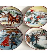 Christmas Plates Lot of 4 Winter Scenes Vintage Holiday Collectibles 8.2... - £25.42 GBP