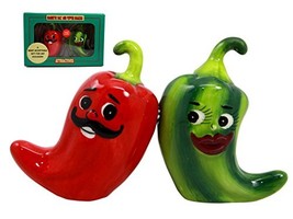 Ebros Mexican Jalapeno Chili Peppers Magnetic Ceramic Salt Pepper Shakers Set - £14.09 GBP