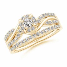 ANGARA Interlaced Infinity Diamond Bypass Halo Bridal Set in 14K Solid Gold - £1,466.07 GBP