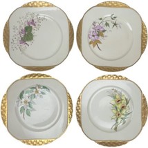 Antique Haviland Limoges France Porcelain Plates Floral Gilt Multi-Motif 8-1/2&quot; - £110.03 GBP