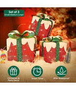 Christmas Decor Lighted Gift Boxes Set of 3 Xmas Light Up Present Box In... - £54.98 GBP