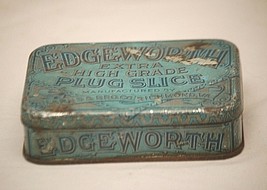 Edgeworth Blue Pipe Tobacco Tin Can Hinged Lid Richmond VA Vintage Empty b - $14.84