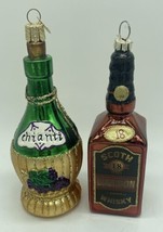 Bottle of Scotch Whiskey Whimsical Glass Christmas Tree Ornament &amp; Chianti Ornam - £11.18 GBP
