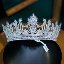 New Rhinestone Half  Around Tiara Bigger Size Silvery/Gold Crown Royal Bridal We - £189.06 GBP