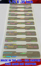100 Bright Silver Tamper Evident Void Hologram Dogbone Labels - 1.75 X .35 Inch - £6.32 GBP