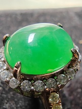 Icy Ice Green Natural Burma Jadeite Jade Ring / 925 Sterling Silver / Free Size - £943.74 GBP