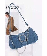 Denim Chic Chain Bag - Stylish Faux Denim Handle, Versatile &amp; Durable De... - $28.00