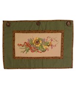 Handmade Cross Stitch Sunflower Bouquet Placemat Green Plaid Autumn Deco... - $278.12 MXN