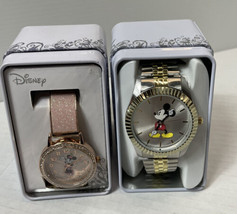 Two New In Watch Tins Disney Accutime Mickey &amp; Minnie Men And Women Watches - £21.78 GBP