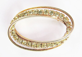 Great Vintage Costume Gold Rhinestone Oval Pin Brooch - $17.81