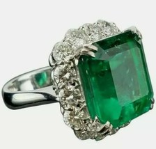 5 Ct Emerald Cut Green Gemstone Vintage Women&#39;s Ring 14K White Gold Over - $93.94