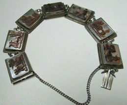 Vintage 800 Silver Carved Shell Cameo 6.5&quot; Bracelet 7 Days of Week Giovanni Apa - £304.21 GBP