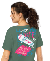 Women’s Organic Ribbed Neck T-Shirt – Just Skate Back Print - $54.99
