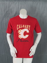 Calgary Flames Shirt (VTG) - White Flame C by Nutmeg - Men's Large  - $45.00