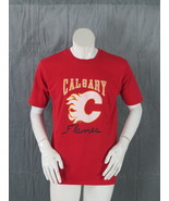 Calgary Flames Shirt (VTG) - White Flame C by Nutmeg - Men&#39;s Large  - $45.00