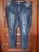 Maurices Denim Jeans Jeggings Distressed  Patch Plus 24W Short Stretch  - £19.35 GBP