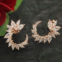 14K Rose Gold Plated 2.20 Ct Marquise Simulated Diamond Moon Shape Stud Earrings - £60.27 GBP