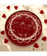 Libby Wilkie Ceramic Cake Cookie Platter Stand Pink Red Hearts Valentine... - £18.31 GBP