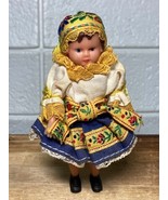 Vintage Belgian Dollhouse Doll in Folk Dress Rubber 4&quot; Collectible - £7.37 GBP