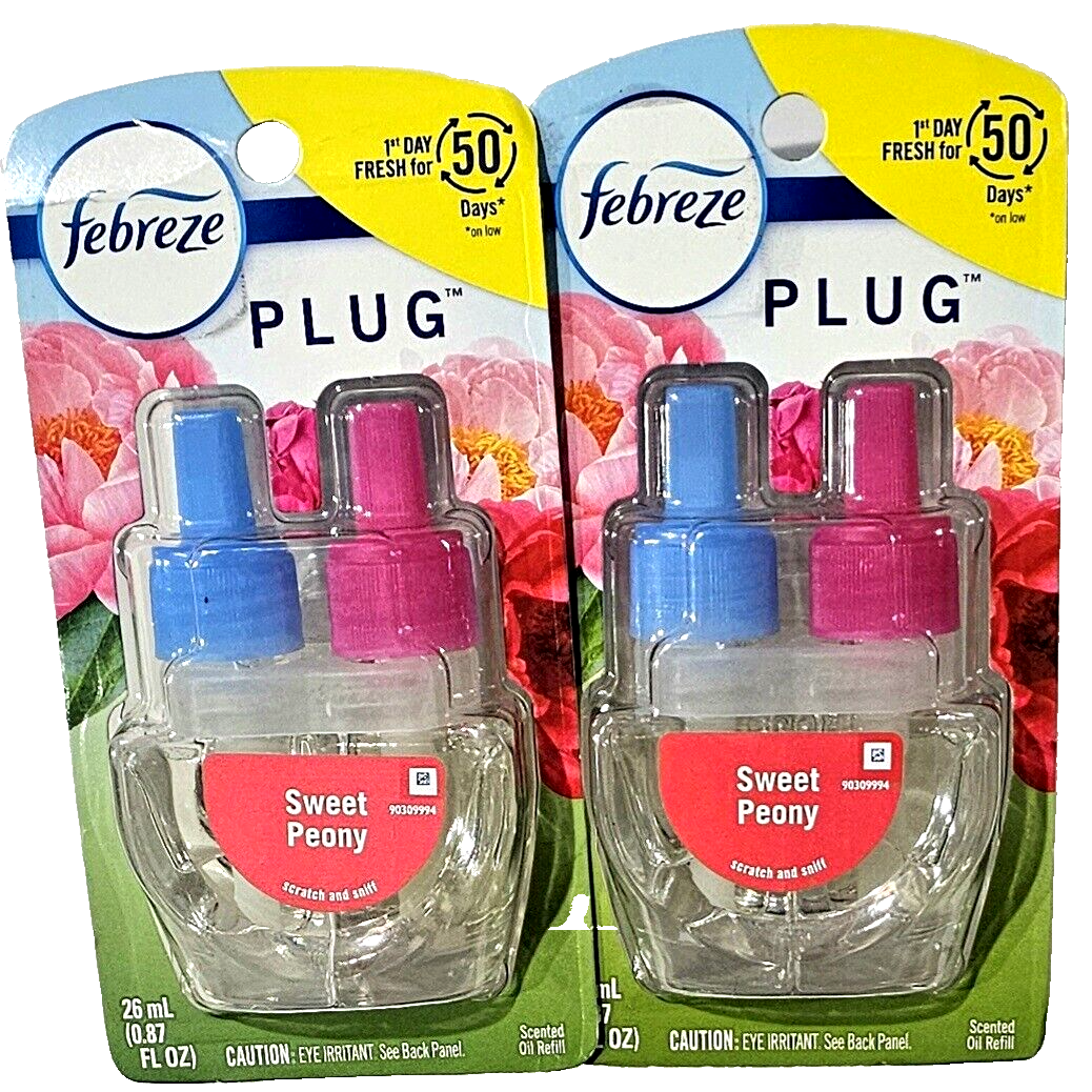 2 Pack Febreze Plug Sweet Peony Scented Oil Refill Air Freshener - $29.99