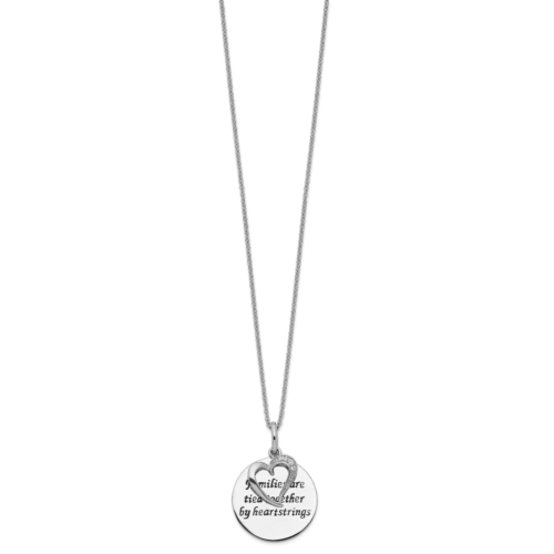 Sentimental Expressions Silver  Antiqued CZ Families Are Tied Together 18in Hear Item image 2