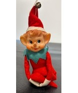 Vintage Christmas Knee Hugger Elf Pixie Ornament Red Felt - $621.05 MXN